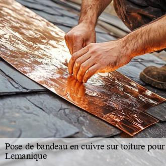 Pose de bandeau en cuivre sur toiture pour demoussage naturel Lemanique AJ Suisse